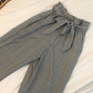 plaid paperbag pants